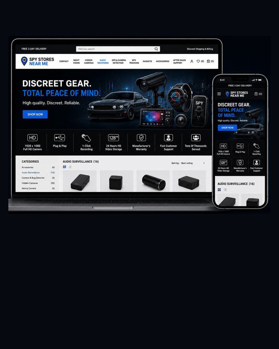 SpyFox Gadgets website — Shopify surveillance electronics store, Fort Worth
